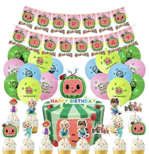 Cocomelon Theme Happy Birthday Party Decoration Party Supplies Set