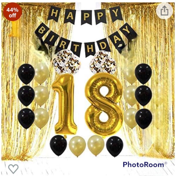 18th 21st 30th 50th Birthday Party Balloons Gold & Black Helium Decor