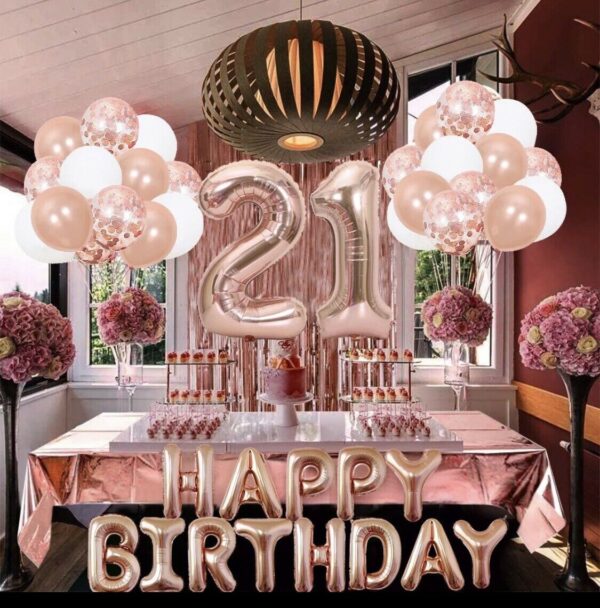 Happy Birthday 21st Foil Confetti Balloon Party Decoration