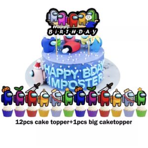 Pcs Among Us Game Birthday Party Supplies Cup Cake Toppers Decoration