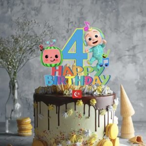 Cocomelon Cake Topper Kids 4th Birthday Cup Cake Decoration Baby Party Supplies