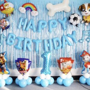 Birthday party balloons garland paw patrol theme DIY