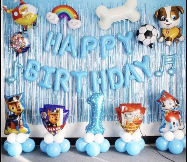 Birthday party balloons garland paw patrol theme DIY