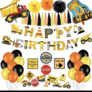 Construction Vehicle Helium Foil Balloons Happy Birthday Set Party Decorations A