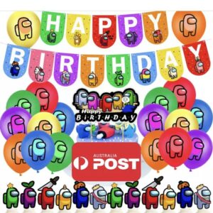 Among Us Game Birthday Party Supplies Banner Cake Toppers Balloons Decoration AU