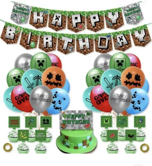 Minecraft Party Supplies Birthday Banner Cake Toppers Party Decorations Au Stock