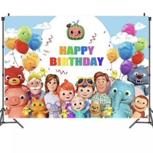 Cocomelon Kids Birthday Vinyl Banner Backdrop Party Decoration Supply 125*210
