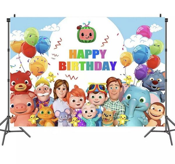 Cocomelon Kids Birthday Vinyl Banner Backdrop Party Decoration Supply 125*210