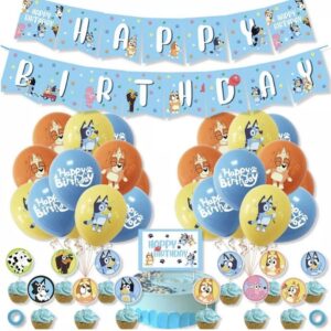 BLUEY Happy birthday banner balloon party set