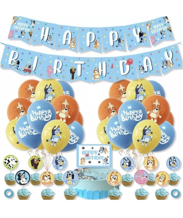 BLUEY Happy birthday banner balloon party set
